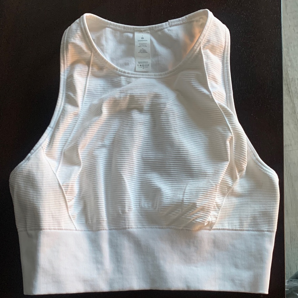 Lululemon Athletica White Ribbed Tank Top